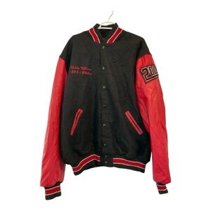 Neff Mens 4XL Varsity Letterman Black Red USA Made Wool Blend Leather Jacket